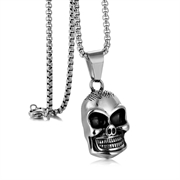 Halskæde med dødningehoved-skull. Rustfri stål. 60 cm